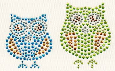 Lime and blue owls